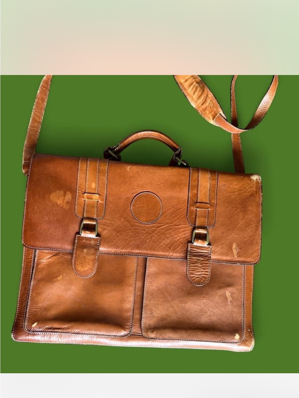 Vintage Brown Leather Laptop Messenger Bag